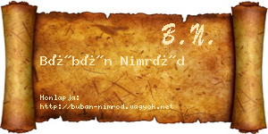 Búbán Nimród névjegykártya
